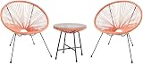 EVRE Goa Coral Bistro Set - 2 Chairs & Glass Top Table for Outdoors view 1