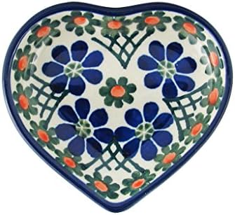 Polish Pottery 3'' Heart Dish Hand Painted Stoneware Pattern B64-854