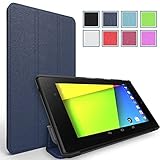 Google Nexus 7 2013 Case - Poetic Google Nexus 7 2013 Case [Slimline Series] - [Lightweight] [Ultra-slim] PU Leather Slim-Fit Trifold Cover Stand Folio Case for Google Nexus 7 2nd Gen 2013 Navy Blue (3 Year Manufacturer Warranty From Poetic)