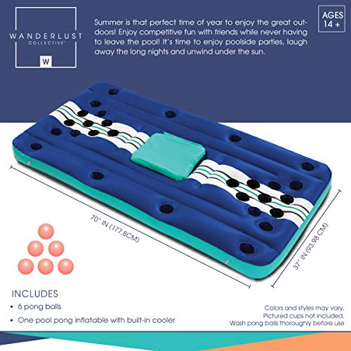 Wembley Inflatable 7 Piece Pool Beer Pong Set Raft Float with Drinks Cooler for Summer Parties, Outdoor Play, Beach, Camping, Road Trips, Vacation, and More