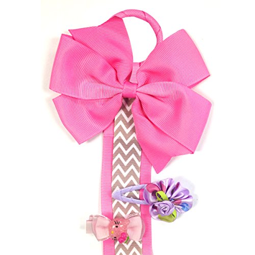 Wrapables Hair Clip and Hair Bow Holder, Hot Pink Chevron