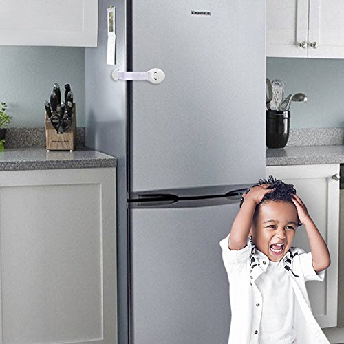 Cabinet Locks Child Safety | 10 Pack Baby Safety Locks | Child Proof Cabinets, Drawers, Appliances, Toilet Seat, Fridge and Oven | Tools or Drilling Not Required | Uses 3M Adhesive