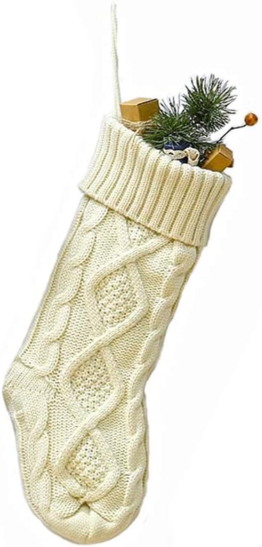 Stockings & Holders - Meiosuns Christmas Stockings Cable Knit Stocking Christmas Decorations Goodie Bags Gift Fireplace Xmas Tree Stocking Ornaments for Holiday Family Friends (Ivory, Length 18
