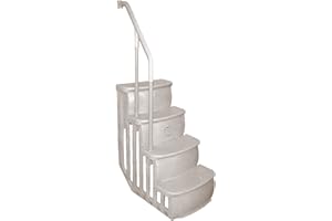 Main Access 200600T 4 Piece 24" Wide Heavy Duty Adjustable Above Ground Swimming Pool Smart Step Entry System with 200 Pound Capacity, Taupe