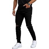 GINGTTO Men's Skinny Jeans Stretch Ripped Tapered Leg