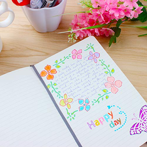 Classic Ruled Notebook Journal, Thick Paper with Fine Inner Pocket, Black Faux Leather, A5 Size 5"x 8.25", Quality Paper - 120gsm for Bujo Journaling Writing Note Taking