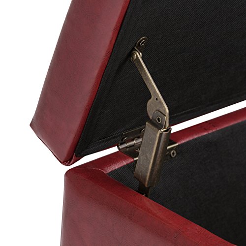 Simpli Home AXCOT-223-RRD Dover 36 inch Wide Contemporary Rectangle Storage Ottoman Bench in Radicchio Red Faux Leather - Thumbnail 3