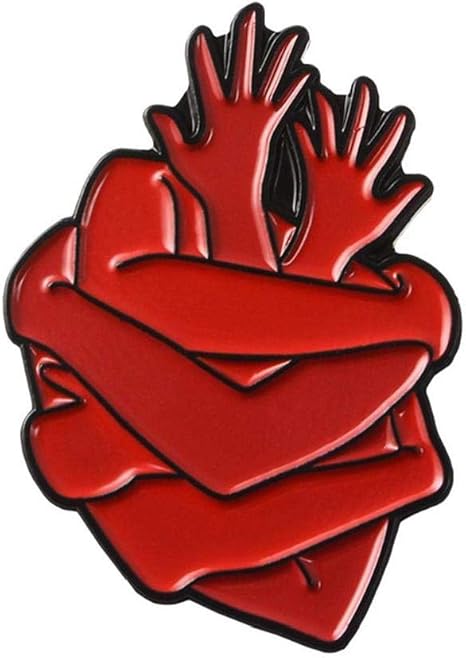 Amazon Co Jp バッジ エナメル ハート 自分を抱きしめる 心臓 ラペル ピンバッジ 合金製 バッグ 洋服 バックパック ファッションアクセサリー レッド ホーム キッチン