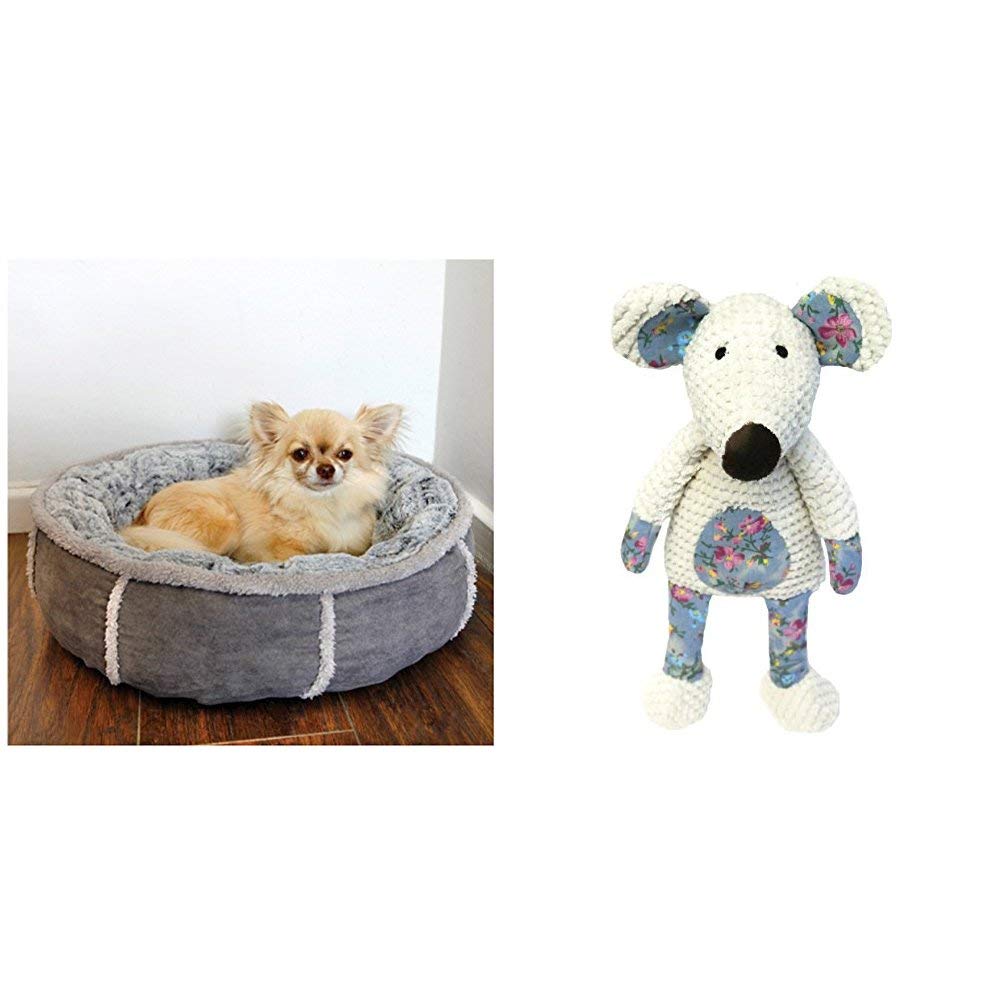Rosewood Soft Luxurious and Comfortable Cat Dog Donut Bed with Anti Slip Base with Rosewood Maisie Mouse Dog Toy