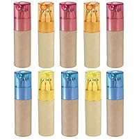 eBuyGB Pack of 50 Colouring Pencil Tubes for Wedding Favours and Party Bag Fillers, Mixed Lid