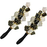 Sawcart Set Of 2 Natural Black Tourmaline & Selenite Rough Tumble Chunks Door Car Hanging For Good Luck Vaastu Correction Protection From Negative Energy & Evil Eyes _21 Beads