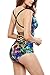 BeautyIn Womens Monokini Swimsuits Sexy Cross Lace Up Low Back Print One Piece Bathing Suits,Multicolored,US 8/M
