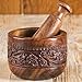 Rusticity® Indian Rosewood Antique Mortar & Pestle Mixing Grinder Set for Kitchen/Vintage Rustic Handcarved Spice & Herbs Crusher Bowl/Handmade Decorative Sheesham Manual Kharal Smasher, 4.0x4.0x4