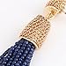 VK Accessories Bead Fringe Dangle Earrings Soriee Drop Earrings Beaded Tassel Ear Drop 3 Colors (navy blue)