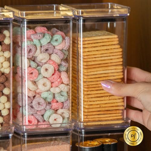 Kit Potes Herméticos Lumini 700ml Paramount | Potes Plásticos Para Armazenamento De Alimentos, Organização De Cozinha, Geladeiras E Armários, Tampa Com Vedação, Empilháveis Em Acrílico 6 e 12 un (6)