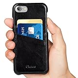 iPhone 7 Case, Benuo [Card Slot Vintage Series] [Genuine Leather] Soft Leather Case [2 Card Slots], Ultra Slim Leather Case Back Cover [Business Style] for Regular iPhone 7 (Stylish Black)