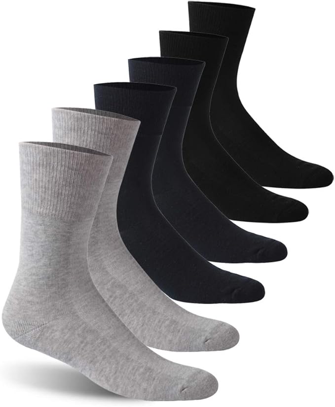 Facool Diabetic Socks for Men Women, Dress Cushioned Crew Cotton Socks