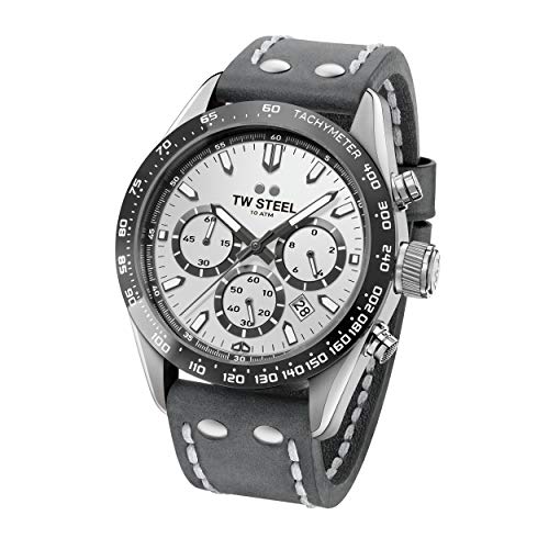 TW Steel Chrono Sports Stainless Steel Japanese-Quartz Silicone Strap, Grey, 22 Casual Watch (Model: CHS3)