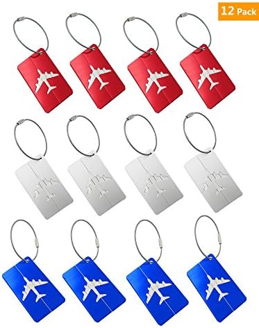 TopRover Aluminum Airplan Travel Luggage Bag Tags,Baggage Tag,12 pcs