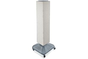 Azar Displays 703388-WHT Standard Four-Sided Interlocking Pegboard Tower, White Solid