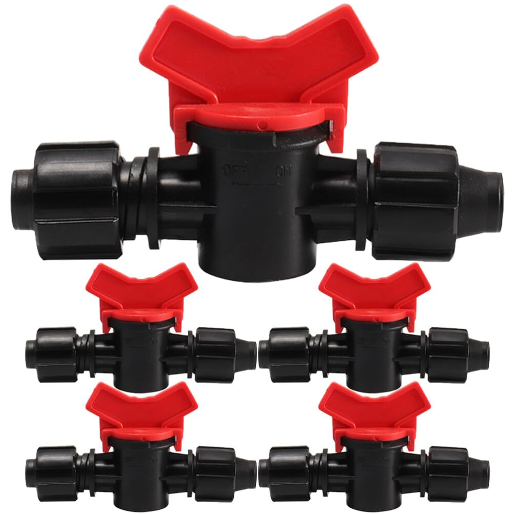Ball Valve 2 Ways 5pcs Water Shut Off Valve 16mm Irrigation Fitting System Valve for Water Purifier Garden Farm