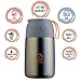 ENERGIFY Vacuum Insulated Food Jar. Large 24oz Bowl incl. Folding Spoon, Cup. Wide Mouth Keep Hot & Cold Drinks Soup Lunch Container for Adults. BPA-Free Stainless Steel, Leak Proof Grey