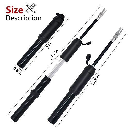 Haoguo Mini Bike Pump Fits Schrader and Presta Bike Pump Valve, High Pressure 160 Psi, Bicycle Tire Pump for BMX, Road and Mountain Bikes, Included Frame Mount, Ball Needle Valve