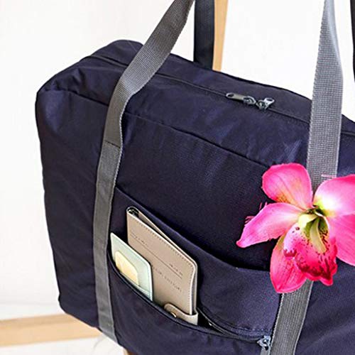 Wandf Foldable Travel Duffel Bag Luggage Sports Gym Water Resistant Nylon Travel Foldable Duffel Bag for Women Men (Dark Blue)