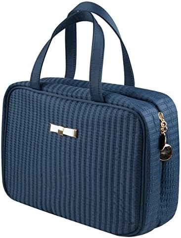 Alsomtec Durable Hanging Hook Toiletry Bag Nylon Waterproof Travel Cosmetic Bag Extra Large Anti Scratch Beauty Toiletry Bag Cosmetic Case (Dark blue)