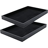 JETEHO Black Velvet Stackable Jewelry Tray Showcase Display Stackable Necklace Bracelet Ring Showcase Display Empty Plate (2 Pack)