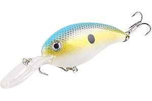 856store 1Pc Crank 3D Eyes Fishing Lure Hard Bait Bass Crankbait Sharp Fish Hook Tackle