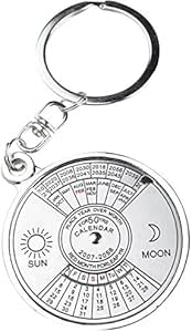 Libaraba Cute Creative Perpetual Calendar Circular Titanium Steel Pendant Keychain Birthday Gift Car Key Pendant