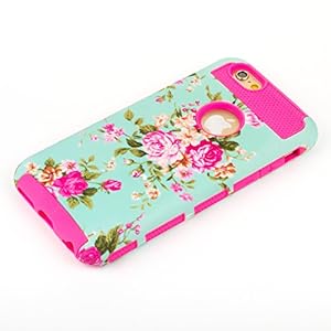 iPhone 6 Case,LUOLNH Hybrid High Impact Heavy Duty Dual Layer Hard Plastic flower pattern Outer Shell with Soft Rubber Inner Armor Defender Case Cover for iPhone 6 4.7 inch by LUOLNH