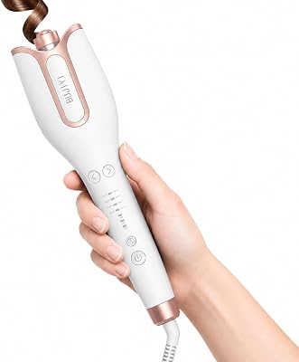 Rizador de Pelo Automatico,con Protección Anti-Quemaduras, Ajuste de Temperatura y Tiempo, Antienredos, para Todo Tipo de Cabello, Ondas Estilo Salón,(Blanco)