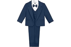 A&J DESIGN Baby Tuxedo 5-Piece Set Jacket & Shirt & Vest & Pants & Bowtie 6 Months - 3T