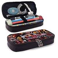 Pgonesex Dog Firefighters Leather Cute Pencil Case - High Capacity Pencil Pouch Stationery Organizer Multifunction Cosmetic Makeup Bag, Perfect Holder for Pencils and Pens