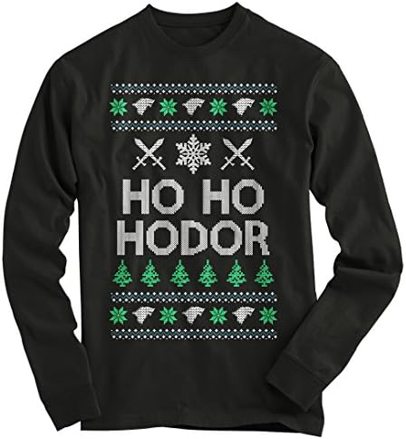 Gnarly Tees Men's Ho Ho Hodor Ugly Christmas Sweater L Black