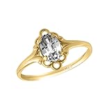 Girl 14K Yellow Gold Oval Shape April Birthstone
