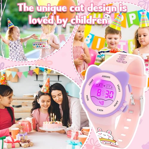 Juboos Kids Digital Watch for Boys Girls 5-18, 7 Colors LED Light Kids Sports Outdoor Wristwatch, Waterproof Watch with Alarm,Stopwatch
