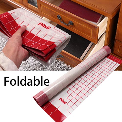 Red 36" x 24" Silicone Pastry Mat Non Stick Baking Mat with Measurements, Extra Large Full Sticks To Countertop Surface Liner For Rolling Dough Kneading Fondant Pie Crust Pizza Bread Cookie Scone - Thumbnail 3