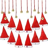 1 Dozen Fancy Santa Hats with 1 Dozen Jingle Bell Necklaces for Christmas Party-ONE SIZE FITS ALL