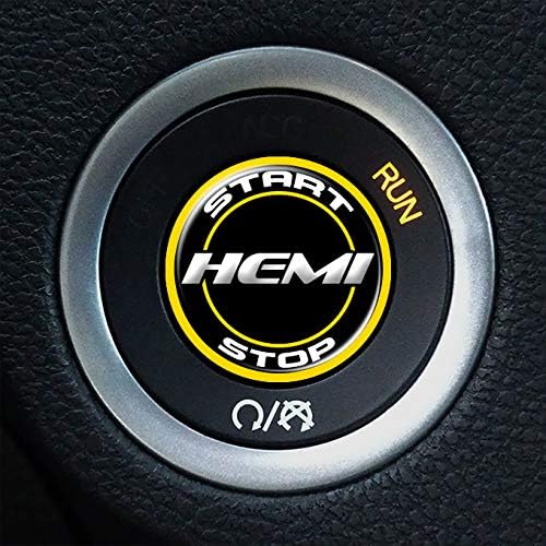 Moto Badge HEMI Ignition Push Start Button Overlay Decal for Dodge Challenger and Charger (Yellow A112)