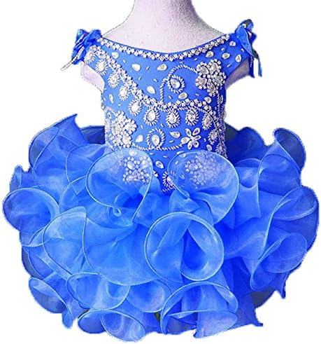HuaiLian Princess Baby Little Girls Infant Rhinestones Kids National Pageant Cupcake Dresses 12M