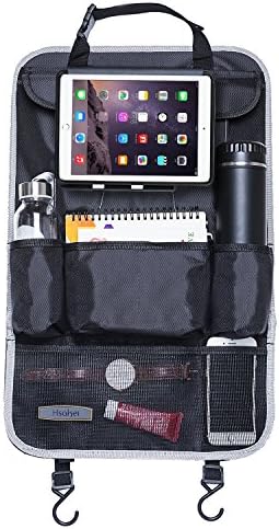Hsakei Car Back seat Organizer With Built-In iPad/Tablet Holder Multi-Pocket Cargo Storage Kick Mat Organiser Protectors For Car, SUV, Trunk,Baby Stroller