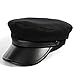Comhats Siggi Womens Wool Newsboy Cabbie Cap Painter Chauffeur Hats Lady PU Visor Black