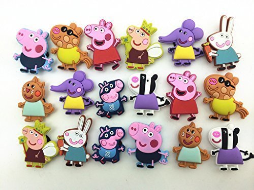 18 Peppa Pig George Daddy Pig Shoe Charms Fits Croc Shoes & Wristband by Shoe Charmers
