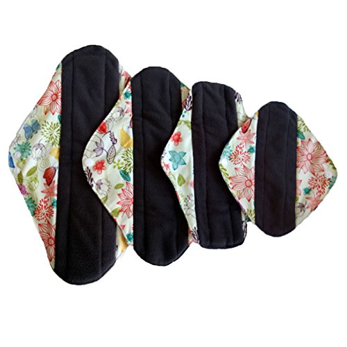 4pcs/lot Reusable Washable Waterproof Bamboo Charcoal Cloth Menstrual Sanitary Maternity Mama Pads (WSDA8)