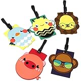 Bundle Monster 5 pc Silicone Mixed Design Travel Luggage Bag ID Tags - Set 4: Cute & Cuddly