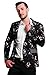 MOGU Mens 1 Button Floral Cotton Blazer Sport Coat Jacket US Size 38 Black