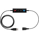 TruVoice USB Adapter Compatible with Any Jabra Quick Disconnect (QD) Wired Headset and Includes Volume Control and Mute Functionality (Connects Headset to PC, Laptop and Softphones)
